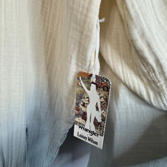 Wrangler x Lainey Wilson Gauzy Dip-Dye Western Snap Shirt Rodeo Rancho Women's L - Picture 11 of 15